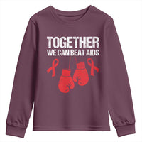 Together We Can Beat AIDS Youth Sweatshirt Boxing HIV Awareness Gift - Wonder Print Shop
