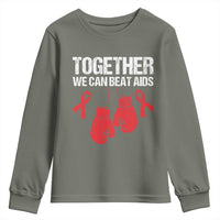 Together We Can Beat AIDS Youth Sweatshirt Boxing HIV Awareness Gift - Wonder Print Shop