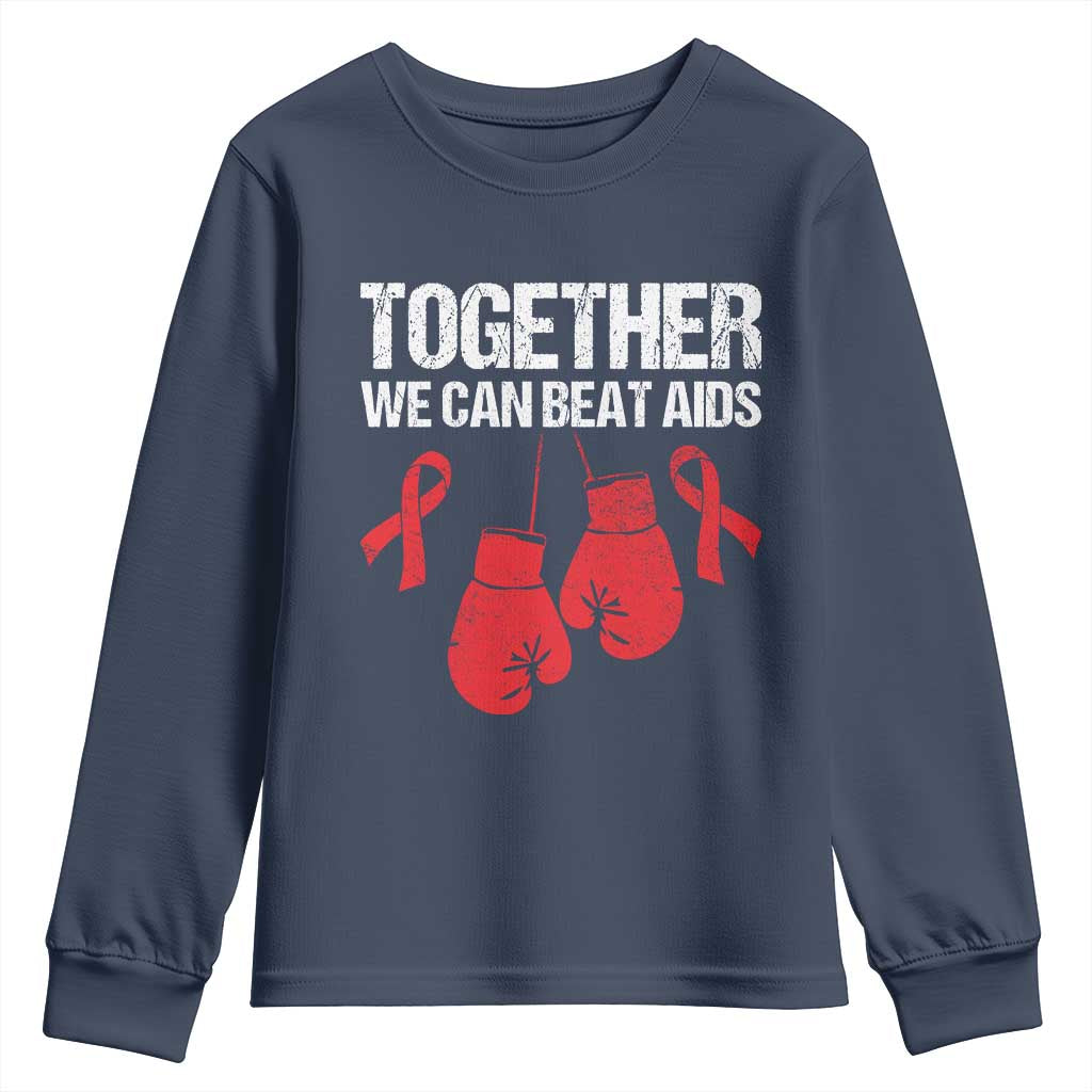 Together We Can Beat AIDS Youth Sweatshirt Boxing HIV Awareness Gift - Wonder Print Shop