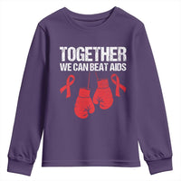 Together We Can Beat AIDS Youth Sweatshirt Boxing HIV Awareness Gift - Wonder Print Shop