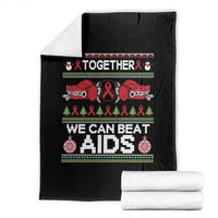 Together We Can Beat AIDS Throw Blanket HIV Awareness Boxing Ugly Sweater Gift - Wonder Print Shop