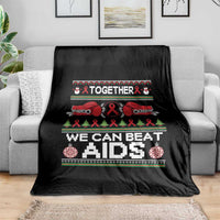 Together We Can Beat AIDS Throw Blanket HIV Awareness Boxing Ugly Sweater Gift - Wonder Print Shop