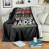 Together We Can Beat AIDS Throw Blanket HIV Awareness Boxing Ugly Sweater Gift - Wonder Print Shop
