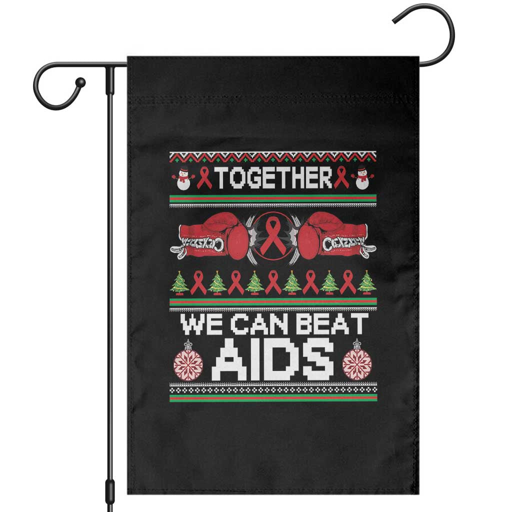 Together We Can Beat AIDS Garden Flag HIV Awareness Boxing Ugly Sweater Gift - Wonder Print Shop