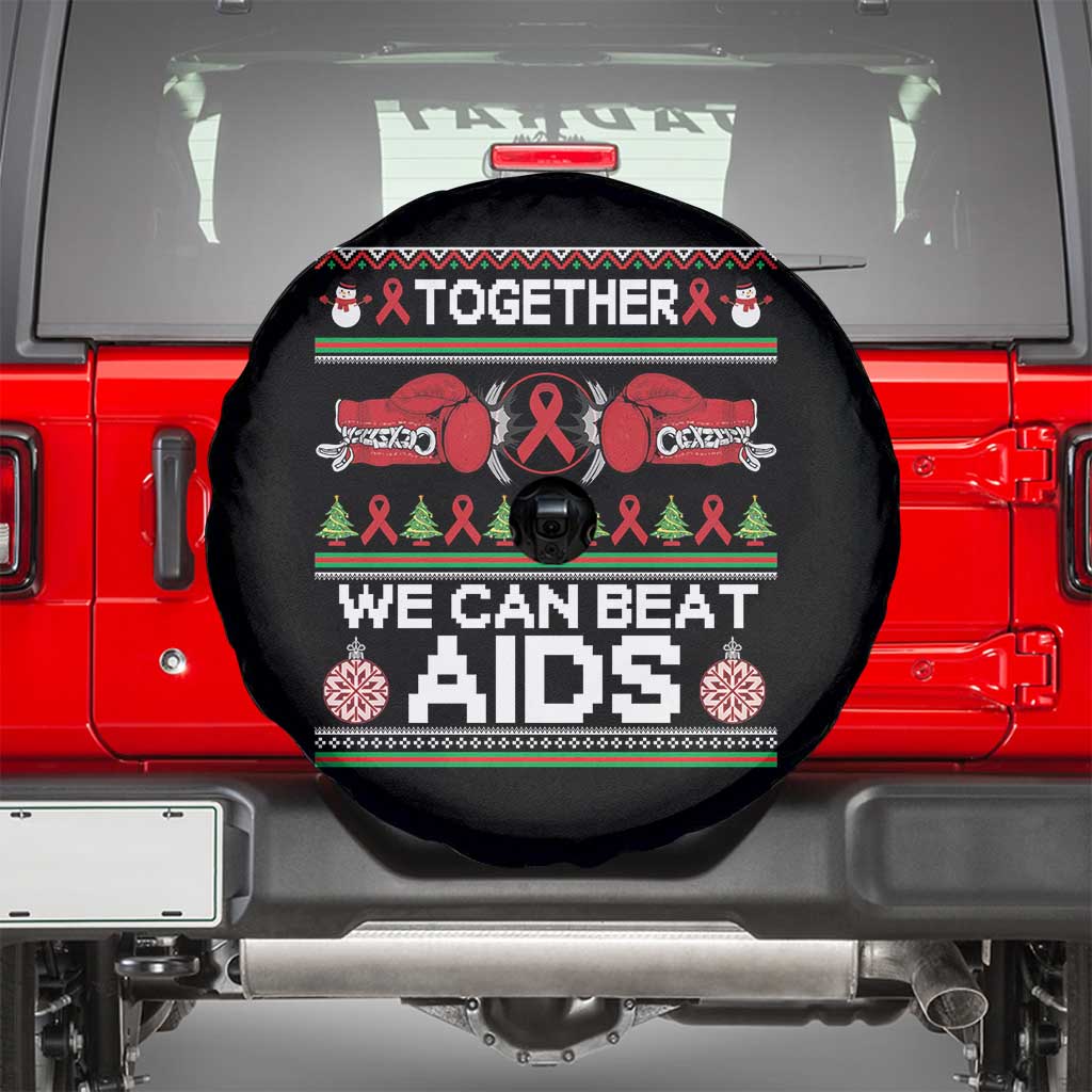 Together We Can Beat AIDS Spare Tire Cover HIV Awareness Boxing Ugly Sweater Gift - Wonder Print Shop