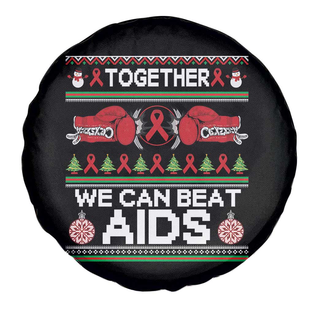 Together We Can Beat AIDS Spare Tire Cover HIV Awareness Boxing Ugly Sweater Gift - Wonder Print Shop