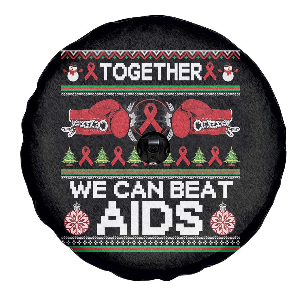 Together We Can Beat AIDS Spare Tire Cover HIV Awareness Boxing Ugly Sweater Gift - Wonder Print Shop