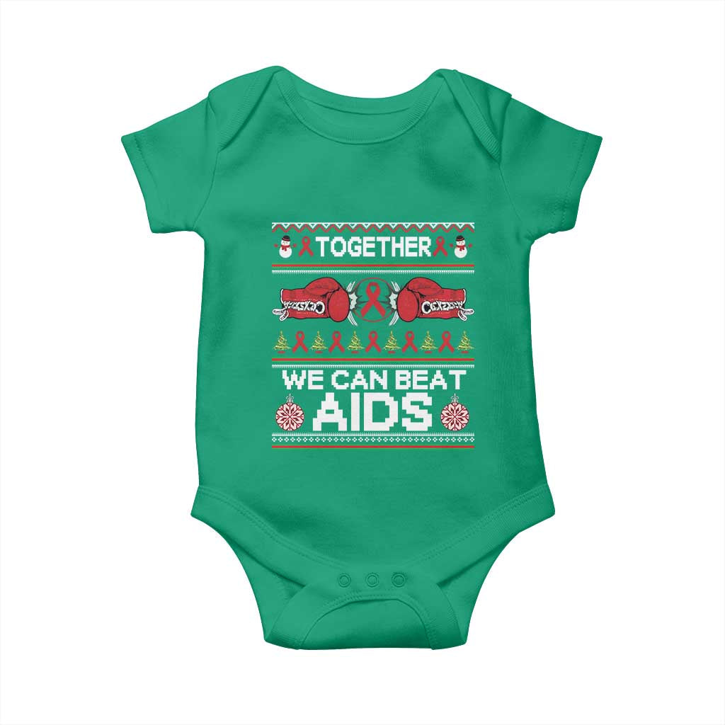 Together We Can Beat AIDS Baby Onesie HIV Awareness Boxing Ugly Sweater Gift - Wonder Print Shop