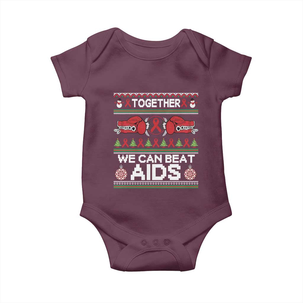 Together We Can Beat AIDS Baby Onesie HIV Awareness Boxing Ugly Sweater Gift - Wonder Print Shop