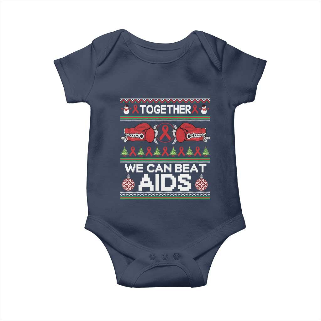 Together We Can Beat AIDS Baby Onesie HIV Awareness Boxing Ugly Sweater Gift - Wonder Print Shop