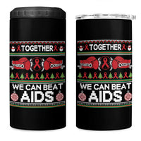 Together We Can Beat AIDS 4 in 1 Can Cooler Tumbler HIV Awareness Boxing Ugly Sweater Gift - Wonder Print Shop