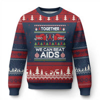 Together We Can Beat AIDS Ugly Christmas Sweater HIV Awareness Boxing Ugly Sweater Gift - Wonder Print Shop