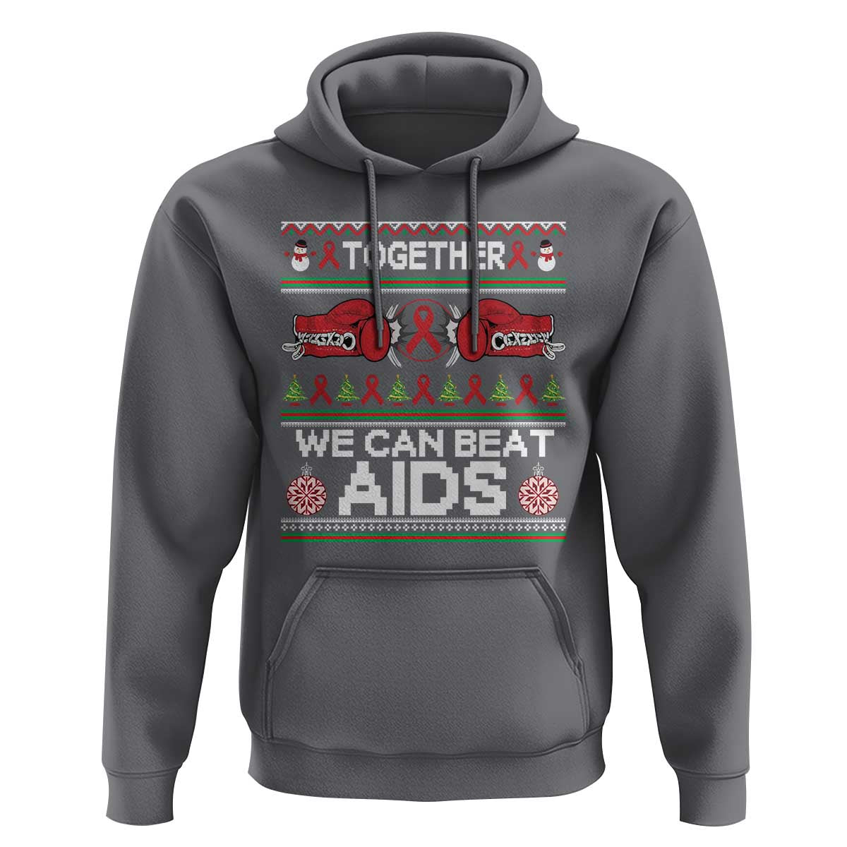 Together We Can Beat AIDS Hoodie HIV Awareness Boxing Ugly Sweater Gift - Wonder Print Shop