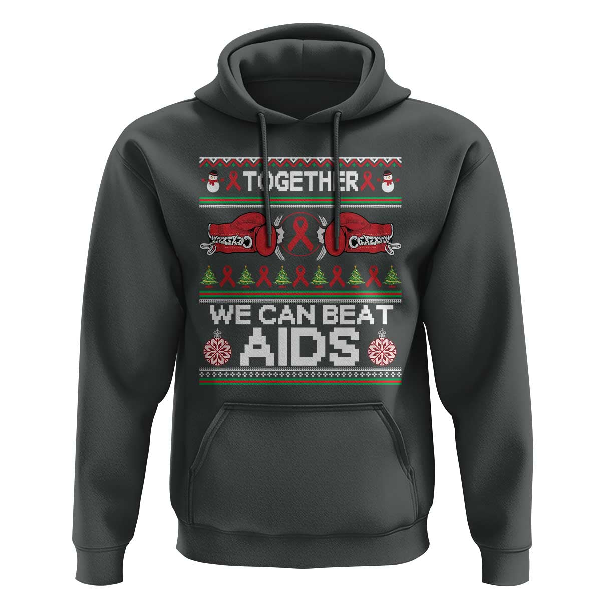 Together We Can Beat AIDS Hoodie HIV Awareness Boxing Ugly Sweater Gift - Wonder Print Shop