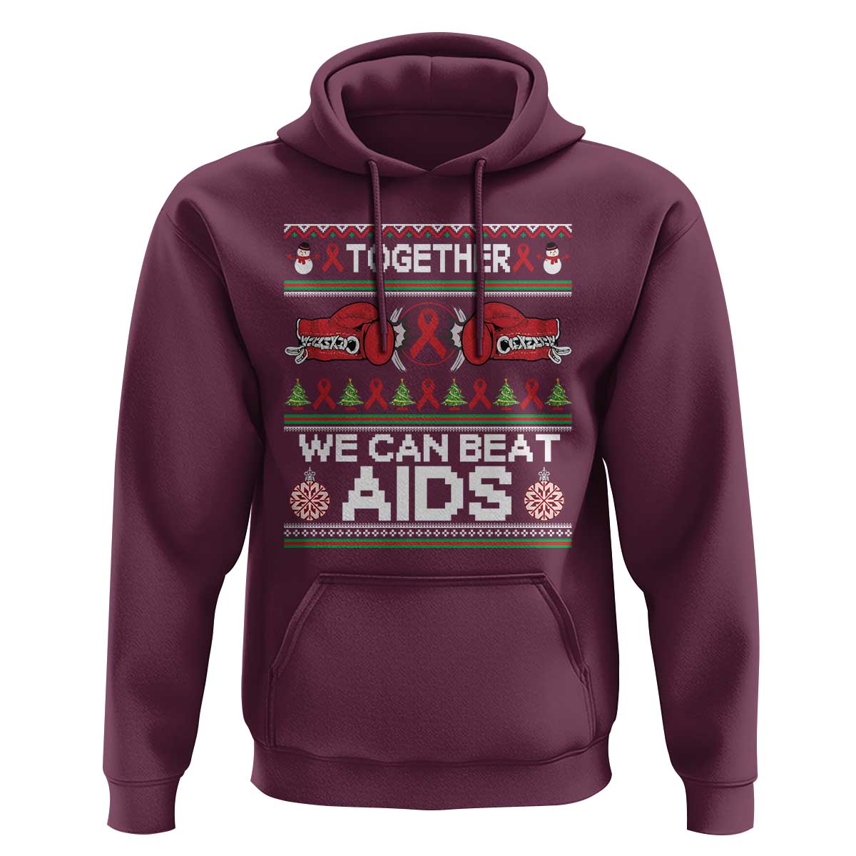 Together We Can Beat AIDS Hoodie HIV Awareness Boxing Ugly Sweater Gift - Wonder Print Shop