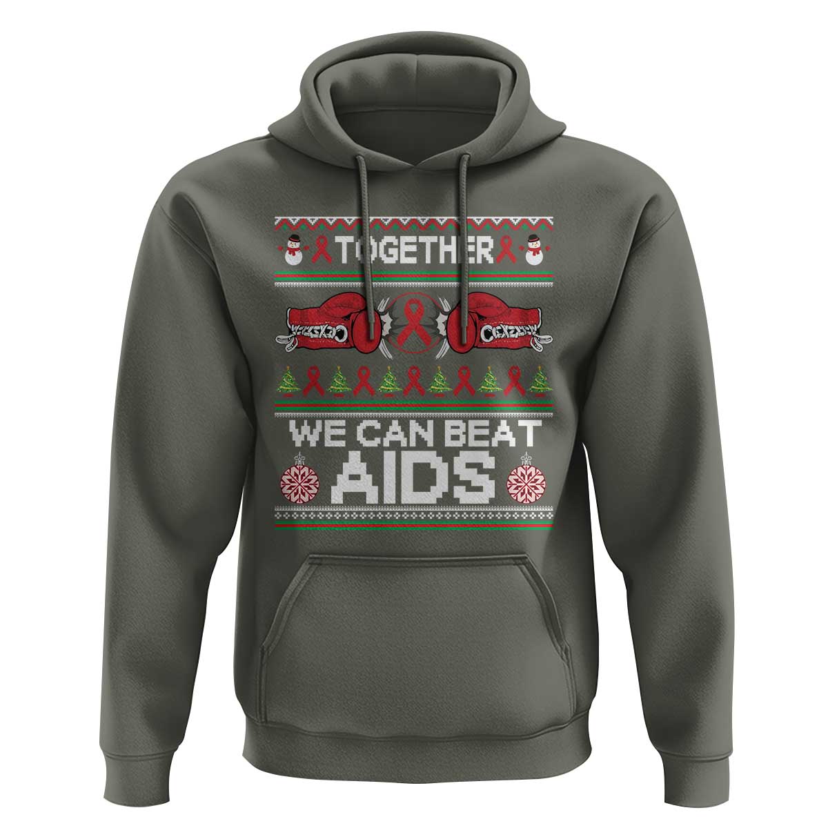 Together We Can Beat AIDS Hoodie HIV Awareness Boxing Ugly Sweater Gift - Wonder Print Shop