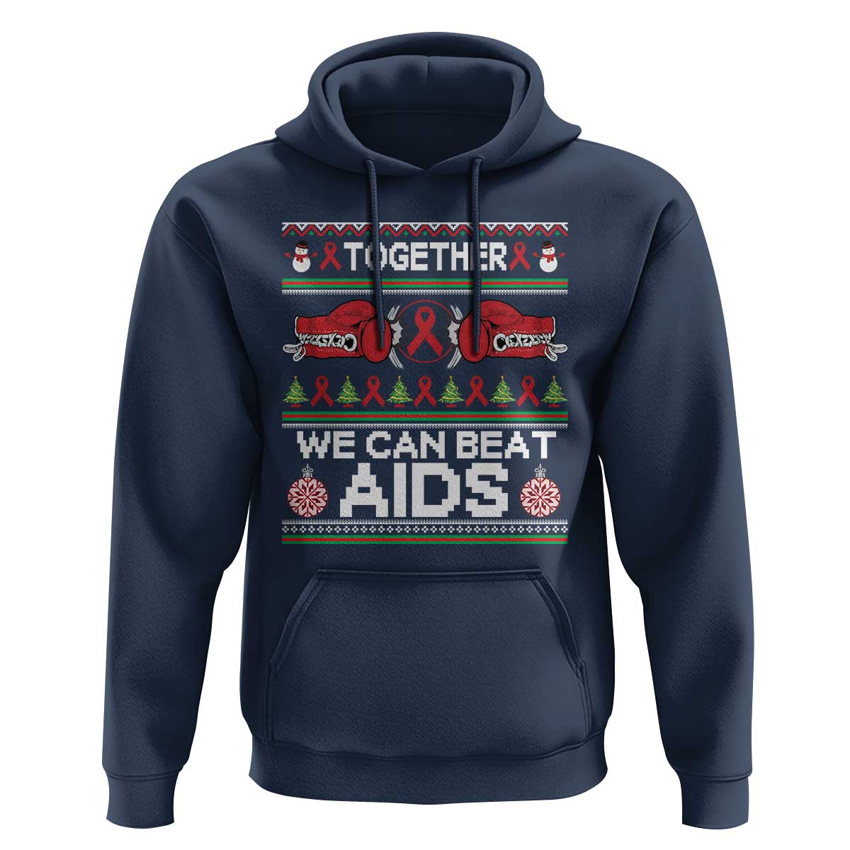 Together We Can Beat AIDS Hoodie HIV Awareness Boxing Ugly Sweater Gift - Wonder Print Shop