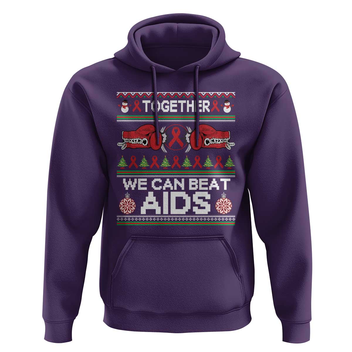 Together We Can Beat AIDS Hoodie HIV Awareness Boxing Ugly Sweater Gift - Wonder Print Shop
