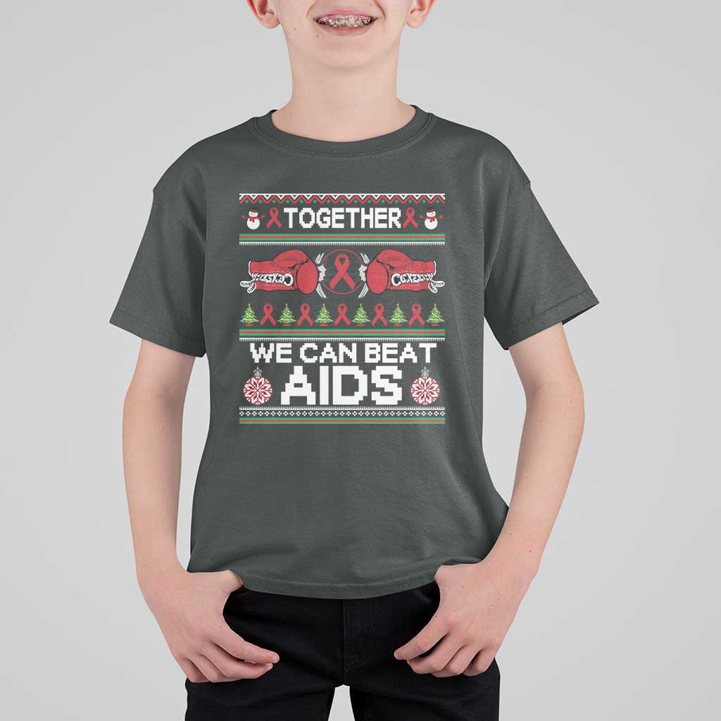 Together We Can Beat AIDS T Shirt For Kid HIV Awareness Boxing Ugly Sweater Gift - Wonder Print Shop