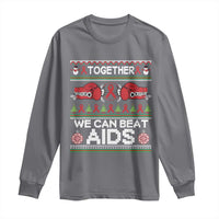 Together We Can Beat AIDS Long Sleeve Shirt HIV Awareness Boxing Ugly Sweater Gift - Wonder Print Shop