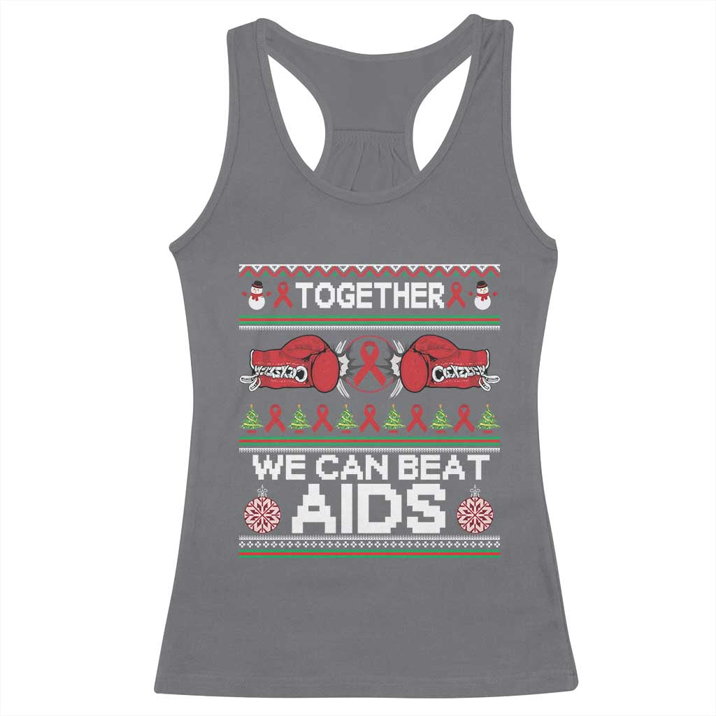 Together We Can Beat AIDS Racerback Tank Top HIV Awareness Boxing Ugly Sweater Gift - Wonder Print Shop