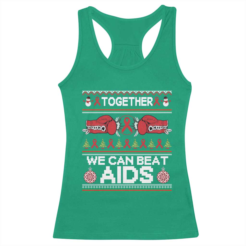 Together We Can Beat AIDS Racerback Tank Top HIV Awareness Boxing Ugly Sweater Gift - Wonder Print Shop