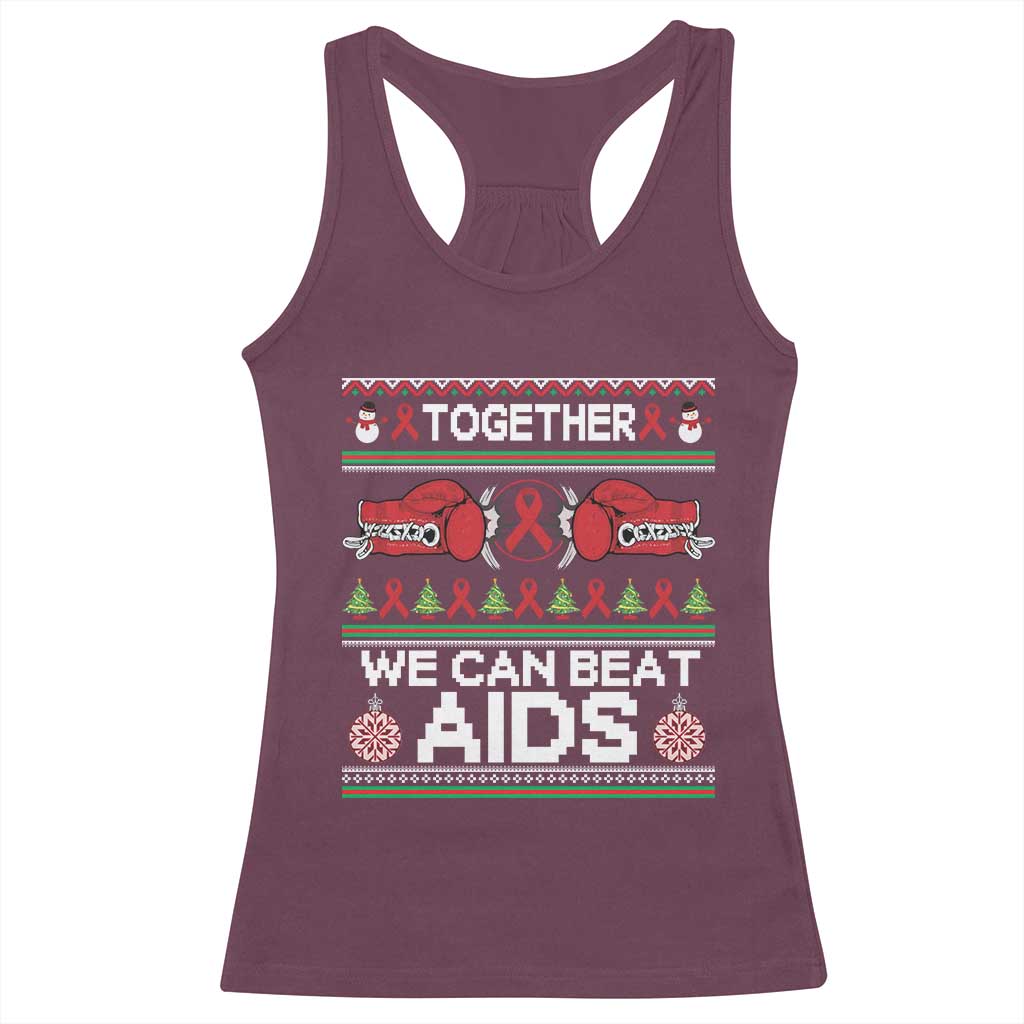 Together We Can Beat AIDS Racerback Tank Top HIV Awareness Boxing Ugly Sweater Gift - Wonder Print Shop