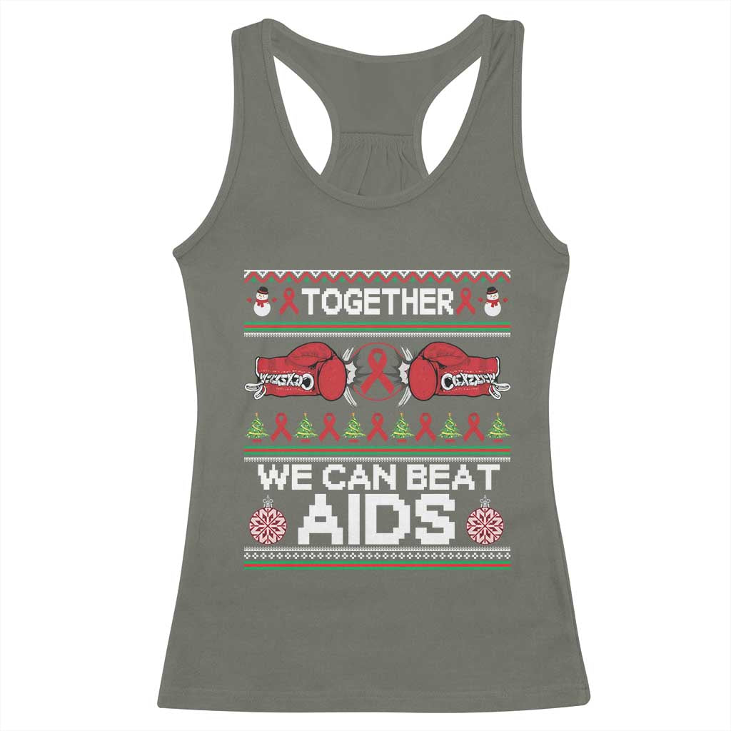 Together We Can Beat AIDS Racerback Tank Top HIV Awareness Boxing Ugly Sweater Gift - Wonder Print Shop