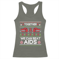 Together We Can Beat AIDS Racerback Tank Top HIV Awareness Boxing Ugly Sweater Gift - Wonder Print Shop