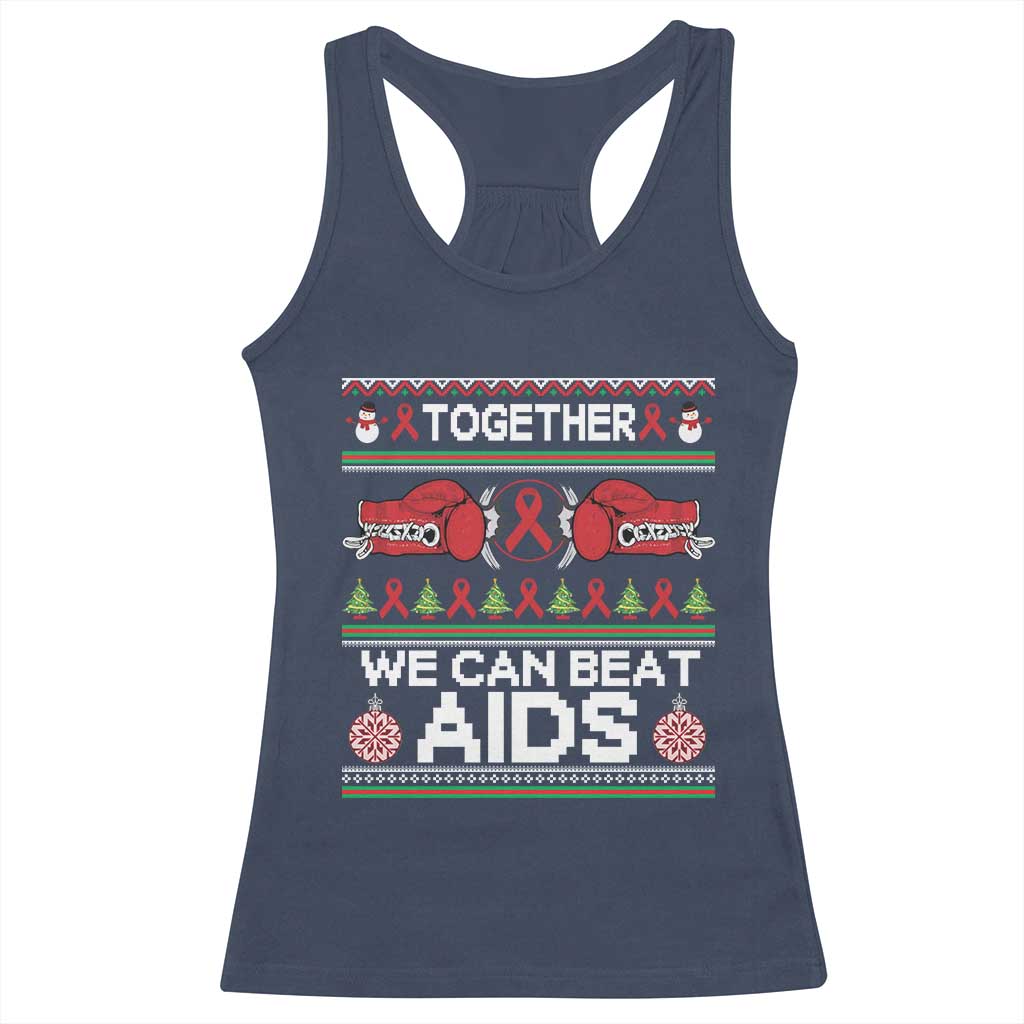 Together We Can Beat AIDS Racerback Tank Top HIV Awareness Boxing Ugly Sweater Gift - Wonder Print Shop