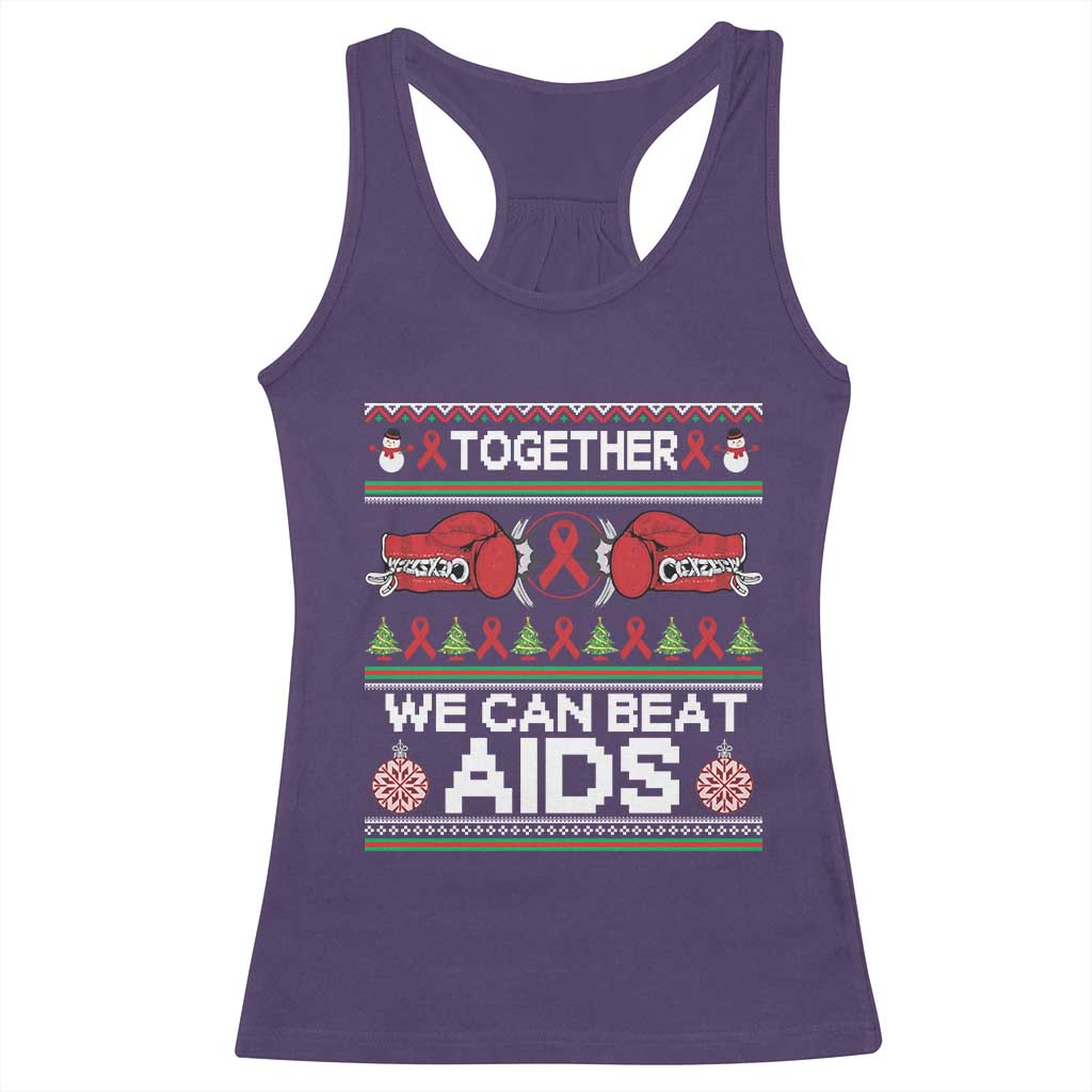 Together We Can Beat AIDS Racerback Tank Top HIV Awareness Boxing Ugly Sweater Gift - Wonder Print Shop