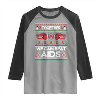 Together We Can Beat AIDS Raglan Shirt HIV Awareness Boxing Ugly Sweater Gift - Wonder Print Shop