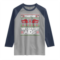 Together We Can Beat AIDS Raglan Shirt HIV Awareness Boxing Ugly Sweater Gift - Wonder Print Shop