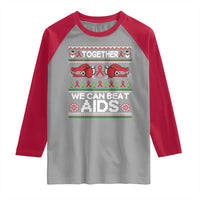 Together We Can Beat AIDS Raglan Shirt HIV Awareness Boxing Ugly Sweater Gift - Wonder Print Shop