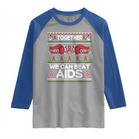 Together We Can Beat AIDS Raglan Shirt HIV Awareness Boxing Ugly Sweater Gift - Wonder Print Shop
