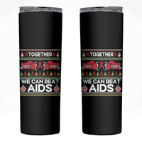 Together We Can Beat AIDS Skinny Tumbler HIV Awareness Boxing Ugly Sweater Gift - Wonder Print Shop