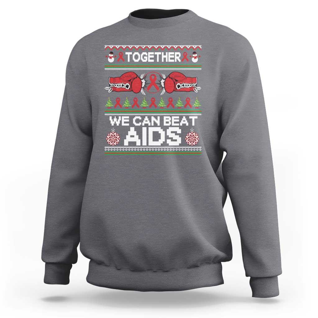 Together We Can Beat AIDS Sweatshirt HIV Awareness Boxing Ugly Sweater Gift - Wonder Print Shop