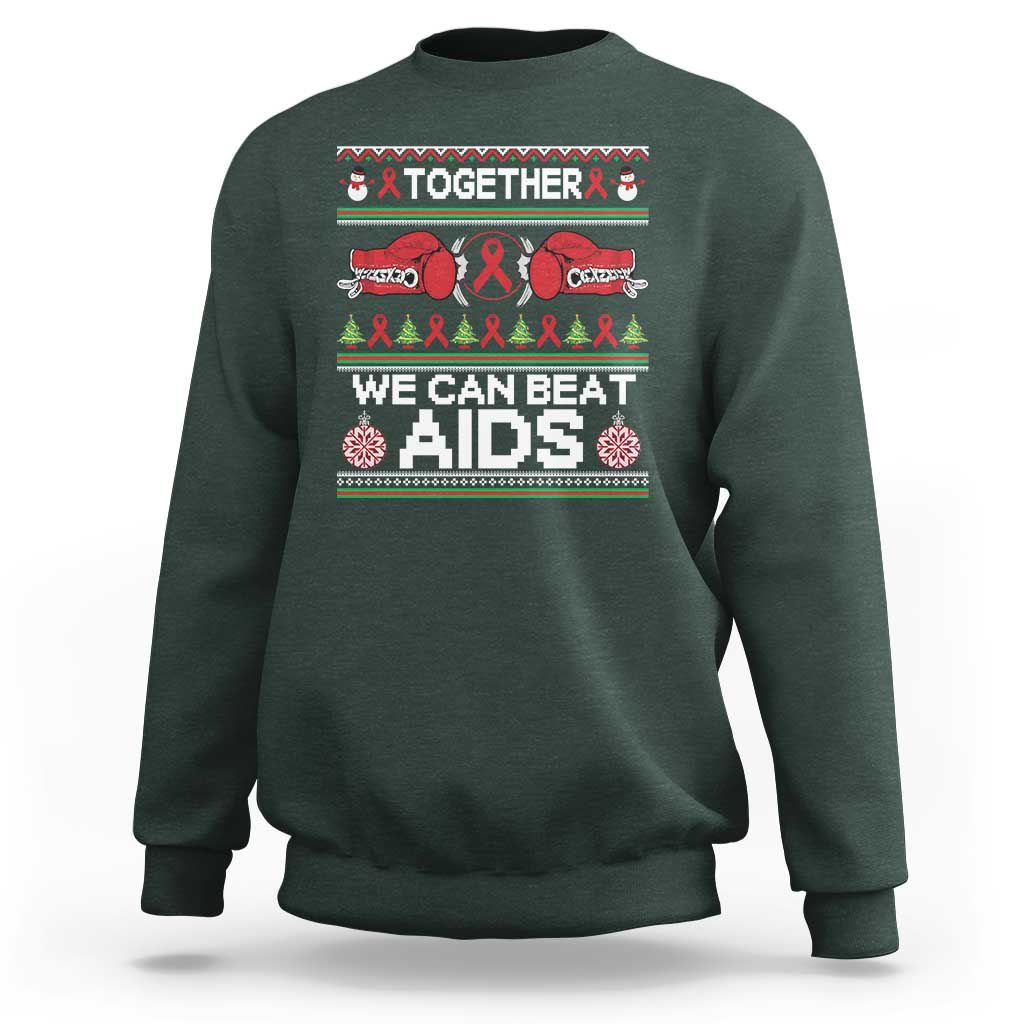 Together We Can Beat AIDS Sweatshirt HIV Awareness Boxing Ugly Sweater Gift - Wonder Print Shop