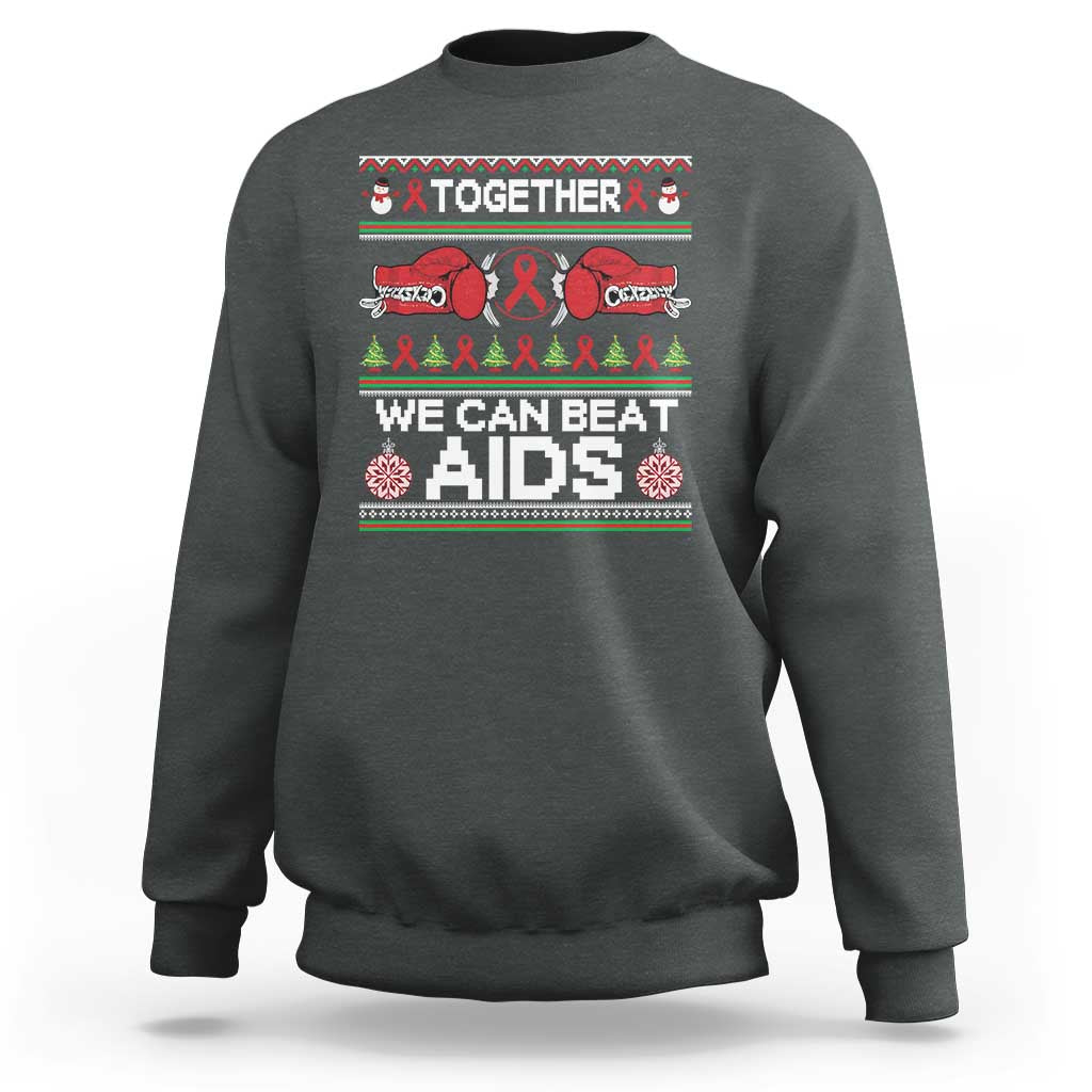 Together We Can Beat AIDS Sweatshirt HIV Awareness Boxing Ugly Sweater Gift - Wonder Print Shop