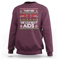 Together We Can Beat AIDS Sweatshirt HIV Awareness Boxing Ugly Sweater Gift - Wonder Print Shop