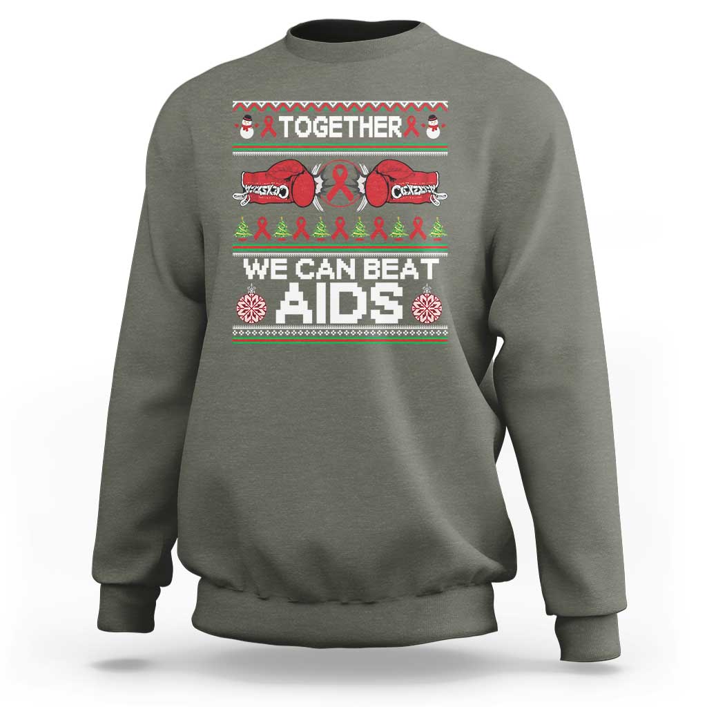 Together We Can Beat AIDS Sweatshirt HIV Awareness Boxing Ugly Sweater Gift - Wonder Print Shop