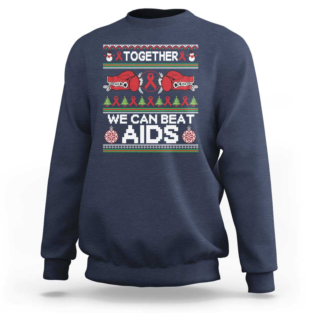 Together We Can Beat AIDS Sweatshirt HIV Awareness Boxing Ugly Sweater Gift - Wonder Print Shop
