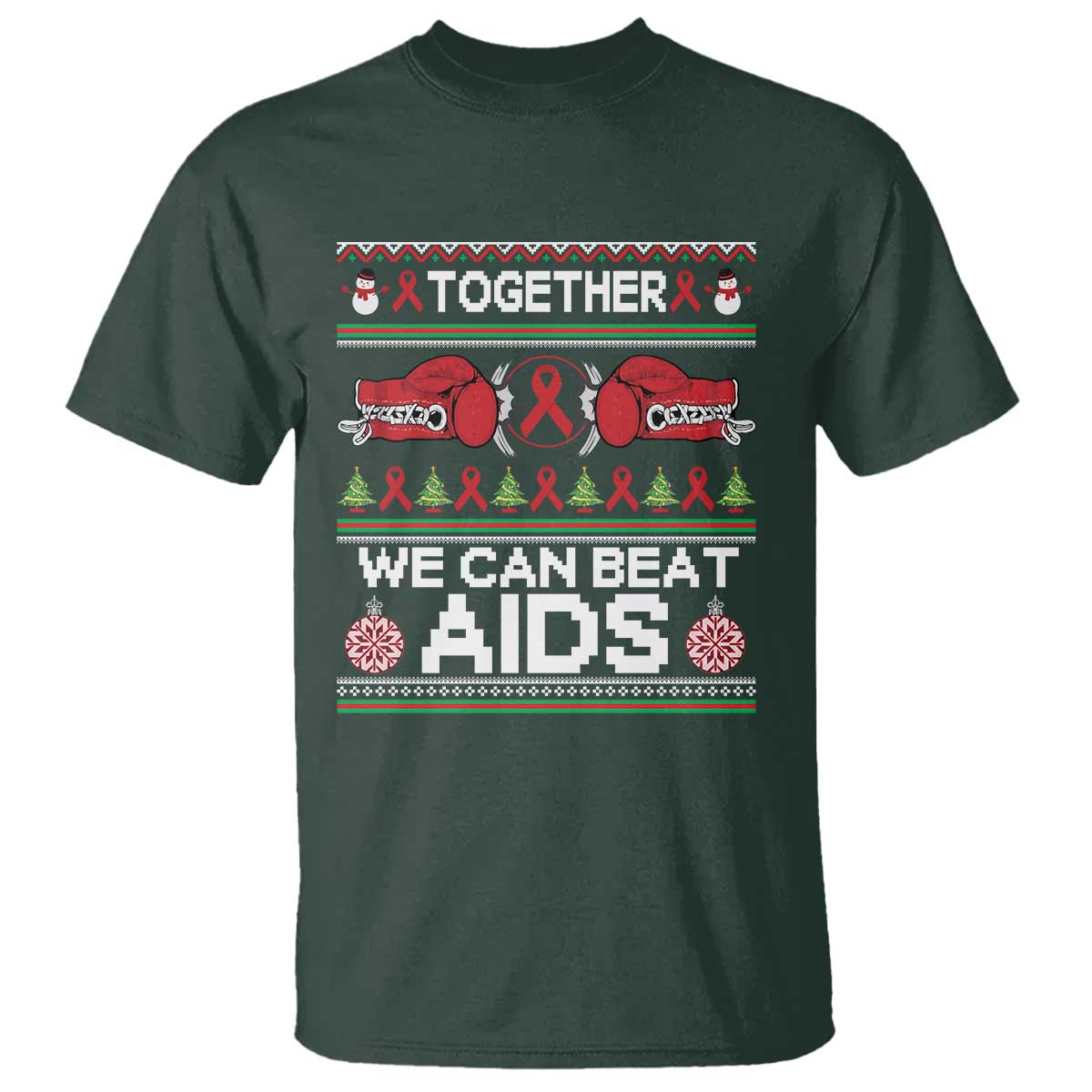 Together We Can Beat AIDS T Shirt HIV Awareness Boxing Ugly Sweater Gift - Wonder Print Shop