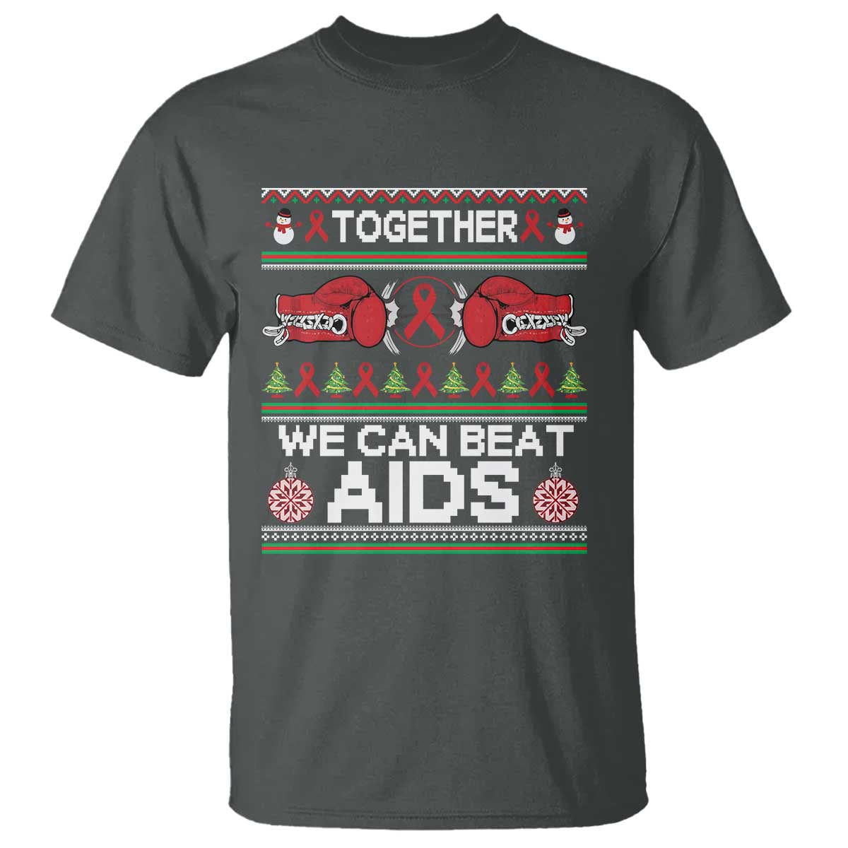 Together We Can Beat AIDS T Shirt HIV Awareness Boxing Ugly Sweater Gift - Wonder Print Shop