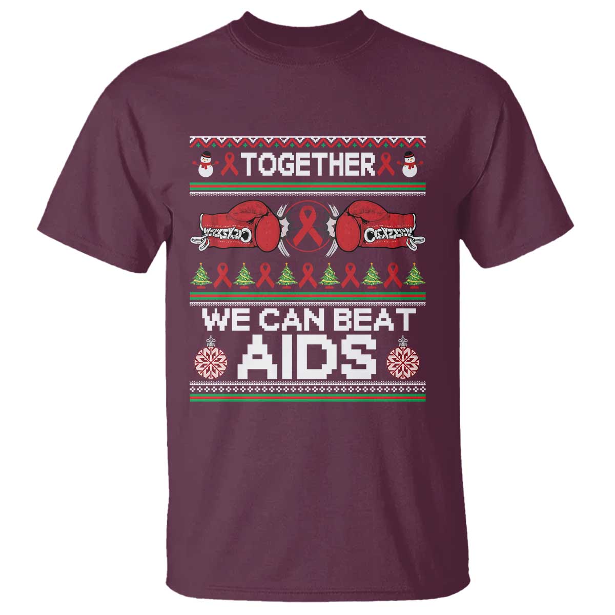 Together We Can Beat AIDS T Shirt HIV Awareness Boxing Ugly Sweater Gift - Wonder Print Shop