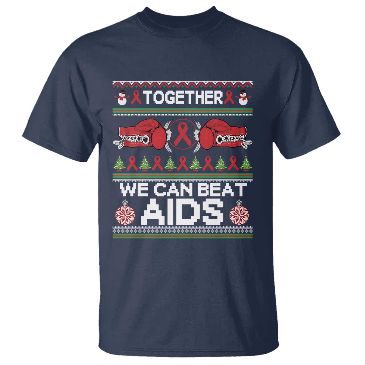 Together We Can Beat AIDS T Shirt HIV Awareness Boxing Ugly Sweater Gift - Wonder Print Shop