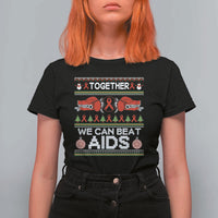 Together We Can Beat AIDS T Shirt For Women HIV Awareness Boxing Ugly Sweater Gift - Wonder Print Shop