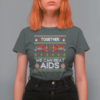 Together We Can Beat AIDS T Shirt For Women HIV Awareness Boxing Ugly Sweater Gift - Wonder Print Shop