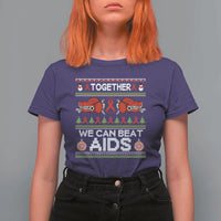 Together We Can Beat AIDS T Shirt For Women HIV Awareness Boxing Ugly Sweater Gift - Wonder Print Shop