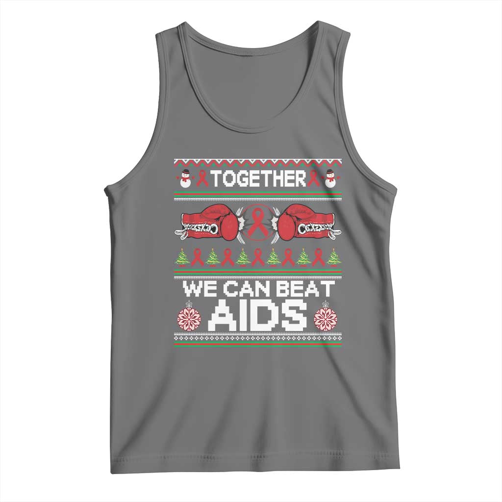 Together We Can Beat AIDS Tank Top HIV Awareness Boxing Ugly Sweater Gift - Wonder Print Shop